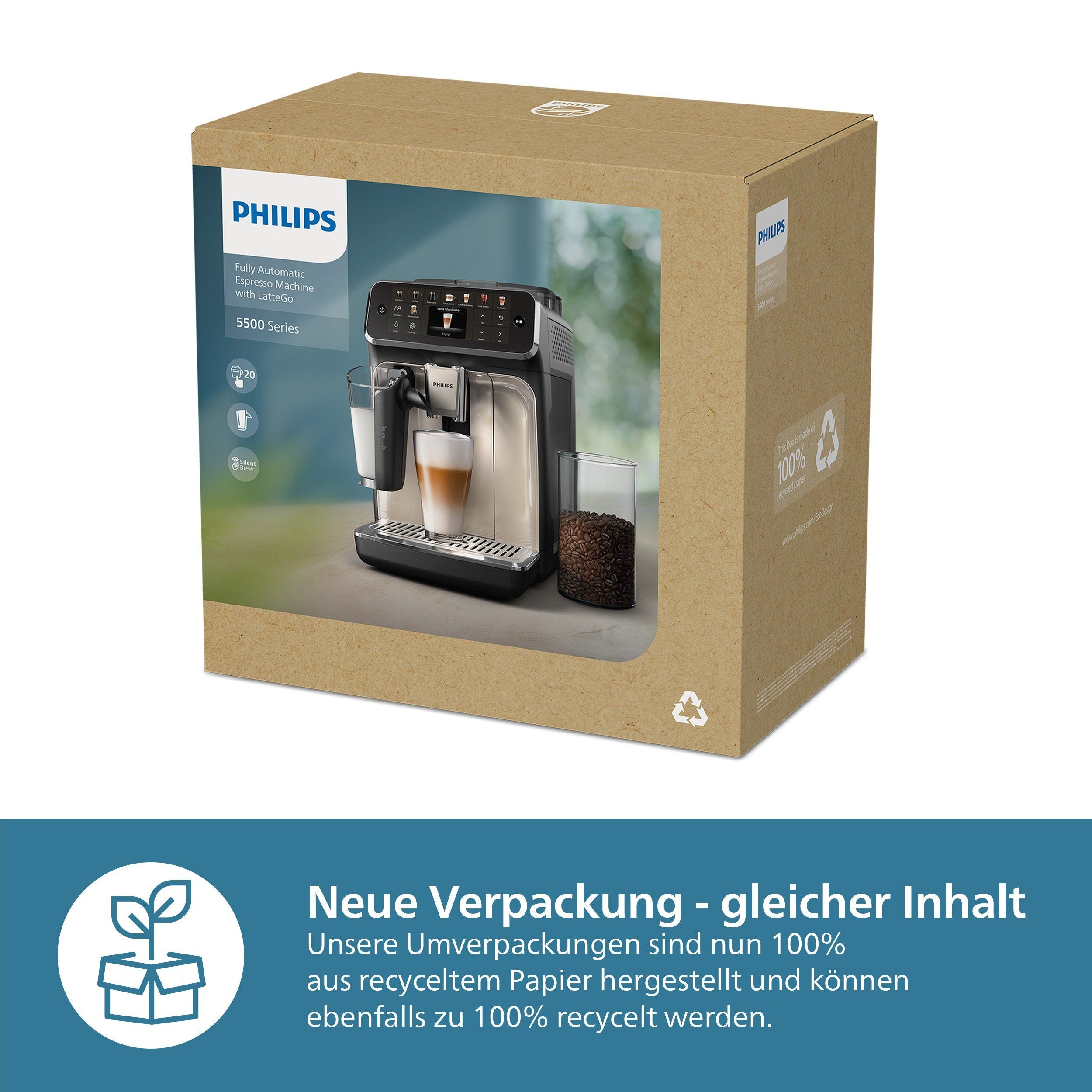 PHILIPS Kaffeevollautomat EP5544/50, 20 Kaffeespezialitäten